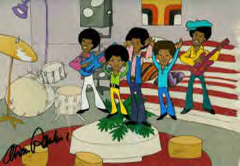 Original Production Cel
Rankin / Bass Studios
THE JACKSON FIVE 
12 Field Production Cel & background
Untrimmed / Excellent Condition
Arthur Rankin
