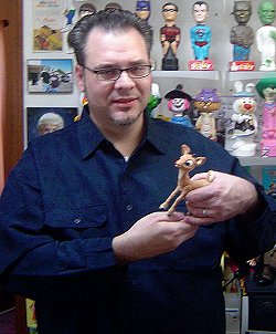 Kevin Kreiss with the original Rankin/Bass Rudolph puppet!