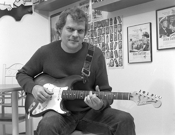 Rick at home with his Stratocaster. (Photo by LLoyd Degrane)