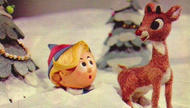 Hermy (left) and Rudolph (right) in Rankin/Bass' Rudolph The Red-Nosed Reindeer.