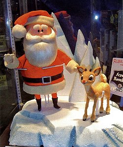 The newly restored original puppets of Santa and Rudolph from Rankin/Bass' 1964 holiday special Rudolph the Red-Nosed Reindeer.